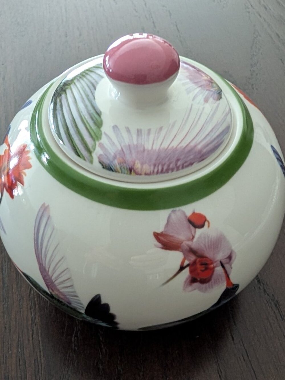 PAUL CARDEW Hummingbirds Flowers Sugar Trinket Bowel Dated 2007 Art Decor - Picture 5 of 10